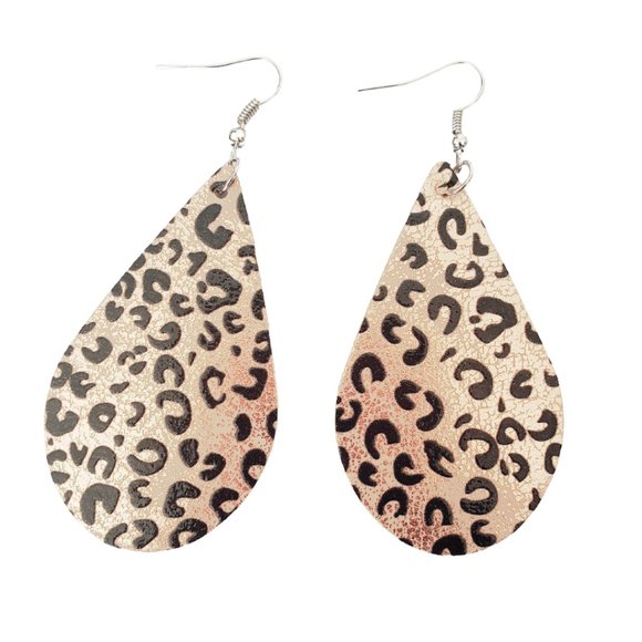 Lovely Leopard Leather Earrings - Picture 1 of 1